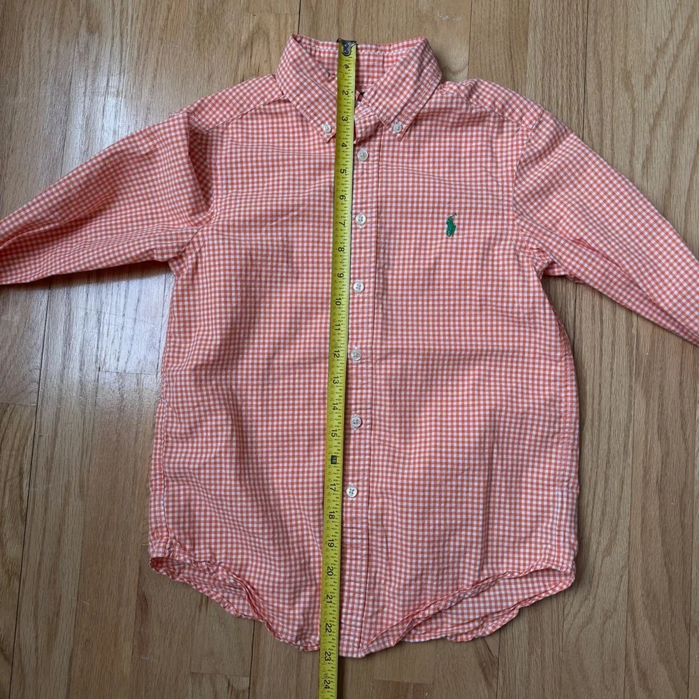Ralph Lauren Orange Gingham Shirt Boys Size 8